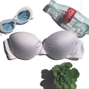 White Strapless Swim Suit Top